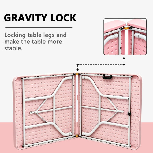 HOMAIRE 6ft Folding Pink Portable Table 2