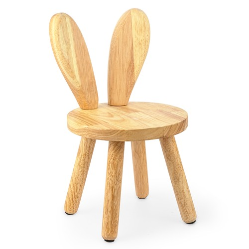 Solid Wood Rabbit Ear Stool Portable Small Wooden Stool Rustic Round Seat