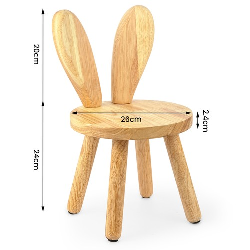 Solid Wood Rabbit Ear Stool Portable Small Wooden Stool Rustic Round Seat 1