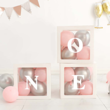 3Pcs Transparent Balloon Boxes First Birthday Party Decorations for Babies