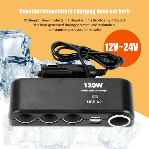 4 Way Multi Car Cigarette Lighter Socket Splitter USB Charger Power Adapter 12V 1