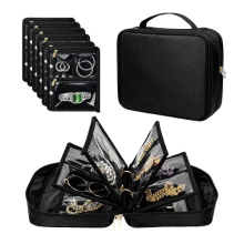 Portable Jewelry Organizer with Clear Zippered Pockets for Earrings Necklaces