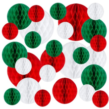 27PCS Christmas Decorations Honeycomb Balls Tissue Paper Pom Poms Flowers