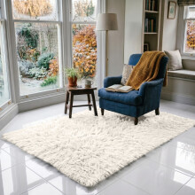 (140 x 200 cm (Medium All Rounder), Cream) Shaggy Rug Soft Faux Fur Fluffy Non Slip Rugs 450GSM Bath Door Mats