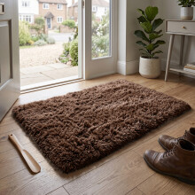 (60 x 110 cm (Door Mat), Brown) Shaggy Rug Soft Faux Fur Fluffy Non Slip Rugs 450GSM Bath Door Mats