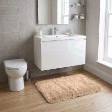 (50 x 80 cm (Vanity/Wash Basin), Beige) Shaggy Rug Soft Faux Fur Fluffy Non Slip Rugs 450GSM Bath Door Mats