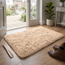 (60 x 110 cm (Door Mat), Beige) Shaggy Rug Soft Faux Fur Fluffy Non Slip Rugs 450GSM Bath Door Mats