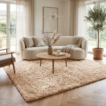 (160 x 230 cm (Large Area), Beige) Shaggy Rug Soft Faux Fur Fluffy Non Slip Rugs 450GSM Bath Door Mats