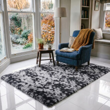 (140 x 200 cm (Medium All Rounder), Tye Dye Grey) Shaggy Rug Soft Faux Fur Fluffy Non Slip Rugs 450GSM Bath Door Mats