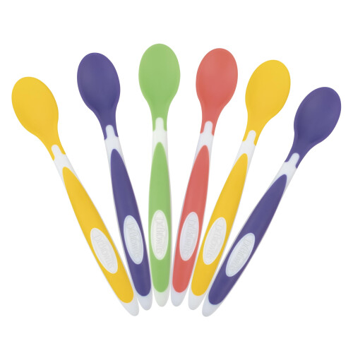  Soft-Tip Toddler Feeding Spoons, 6 Pack, Multi
