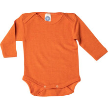 Cosilana, Baby Bodysuit Long Sleeve 70% Wool 30% Silk, orange, 74/ 80
