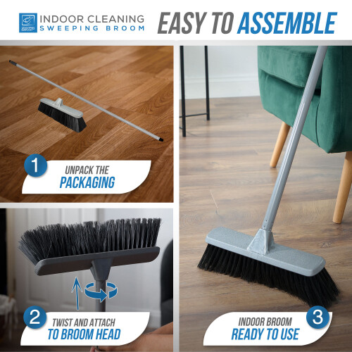 Silver Soft Indoor Broom Brush with Handle 2