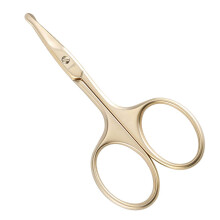 9cm Small Safety Facial Nose Hair Scissors, Curved Blade with Rounded Tip Stainless Steel for Manicure Cuticle, Eyebrow, Dry Skin (Gold)