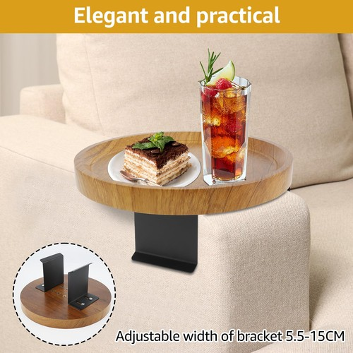 Coffee Table Adjustable Sofa Arm Table Side Table Wooden Couch Armrest Tray UK 1