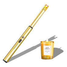 Candle Lighter Long Neck Windproof Electric Arc Lighter for Gas Stove Fireplace BBQ Kitchen Grills (Gold)