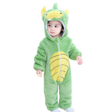 Newborn Baby Girl Boy Hooded Romper Bodysuit Autumn Winter Warm Flannel Animal Outfits Jumpsuit Cosplay Costume 6-12 Months, Green