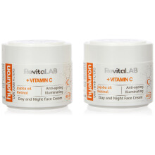 Hyaluron Anti-Ageing Day and Night Cream, Enriched with Vitamins A, B3, B5, E, C, Jojoba Oil and UV Filters, for Ages 40 – 55, 2x 50 ml (Multipack)