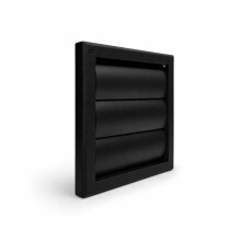 Black Gravity Shutter Vent – 100 mm (4”) Rear Spigot, 155 x 155 mm External Wall Vent Cover for Bathroom & Kitchen Extractor Fans