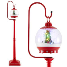 Muzikale kerststraatlantaarn, 173 cm, geluidsgeactiveerde sneeuwbol