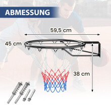 Basketbalring voor binnen - 45 cm, wandmontage, schokabsorberend