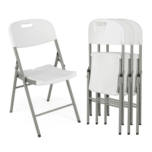 Set van 4 opklapbare stoelen, metalen frame, wit, draagbaar 1