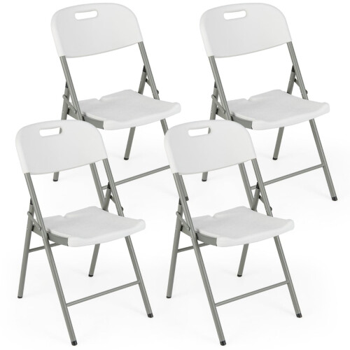 Set van 4 opklapbare stoelen, metalen frame, wit, draagbaar 2