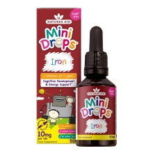 Mini Drops Iron for Kids 50ml – Supports Cognitive Development & Energy – Gluten & Sugar Free Vegan Non-GMO – Natural Supplement for Babies &
