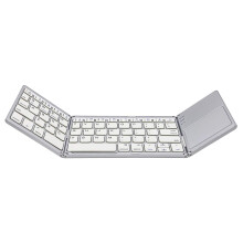 Foldable Bluetooth Keyboard with Touchpad, Wireless Mini Keyboard for PC, Tablet, Android, Smartphone - Silver