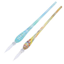 2 Pieces Glass Dip Pen Vintage Handmade Glass Signature Pen - Multicolored A