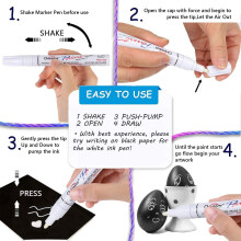 Black and White Paint Marker, Oil Based Paint Pen - 6 Pack Permanent Markers,Fabric Marker, Medium Tip,Quick Dry,Waterproof Markers for Stone,Wood,
