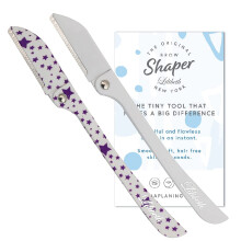 Brow Shaper - Dermaplaning Blades for Face - Face Shaver for Women - Dermaplaning Tool for Women - Pack of 2 Derma Blades (Purple Stars, White)