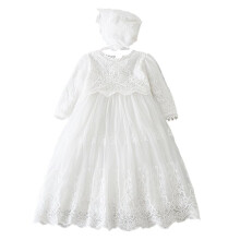 Baby Long Christening Gowns White Baptism Dress Special Occasion Dresses for Girls Birthday (White 1, 3 Months)