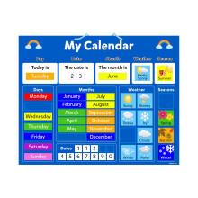 Kids Magnetic Calendar Board 40x32cm – Educational Chart with Strong Magnets, Customizable Pieces, Child-Safe for Home/School (My Calendar)