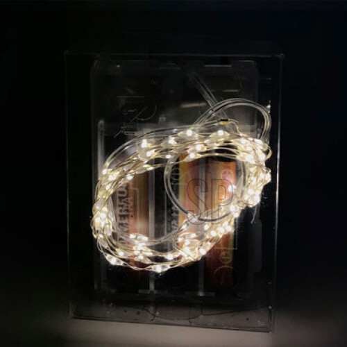 132 Micro LED Silver Wire Indoor Battery Lights, Warm White - 2m