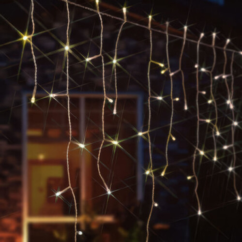 Noma 400 Fit & Forget Multi-Function Battery LED Icicle Lights, Warm White - 10.3m