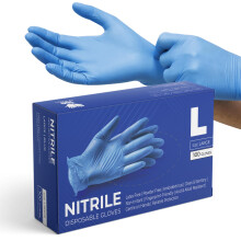 Disposable Gloves, Pack of 100, Blue Nitrile Gloves, Powder-Free, Latex-Free, Strong with Textured Grip, Multipurpose for Food Handling, Cleaning,
