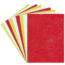 AX295 Christmas Glitter Felt Sheets - Pack of 10, Creative Art Supplies for Kids, Seasonal Crafts and Decorations, Glitter