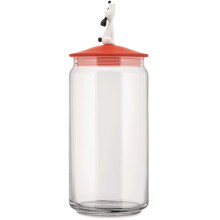 Jar for dog food in glass with lid in thermoplastic resin, Red Orange