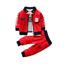 Baby Boy's Clothing Sets Jacket + T-Shirt + Pants Three-Piece Newborn Sportswear (red, 9-12M)