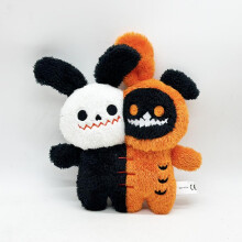 (orange, 27cm) Halloween Plush Toy Double Head Ghost Stuffed Animal Soft Cute Novelty Scary Plushies for Kids Adults Holiday Décor Gift 25cm
