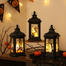 (B--幽灵款) Halloween Decoration Lantern Portable LED Candle Night Light Tabletop Prop for Party Setup