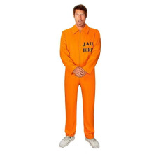 (orange, S) Halloween Prisoner Jumpsuit Men's Cosplay Costume Orange Prison Outfit for Bar Party Stage Adult