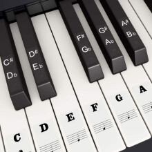 Piano Keyboard Stickers for 88/61/54/49/37 Keys, Black Large Bold Letter Piano Key Stickers, Transparent & Removable Piano Keyboard Note Stickers
