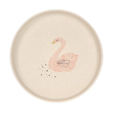 LÄSSIG Kids Melamine BPA Dishwasher Microwave Plate Little Water Swan Pink
