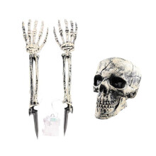 (Skull and Crow) Halloween Decoration Simulation Skeleton Ground Stake Skull Prop Ghost Hand Bone Party Supplies Glowing Gift