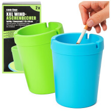 COM-FOUR 2x XXL ashtrays for outside - wind ashtrays - storm mesh cups with lid - car ashtrays, Ø 10 cm (green + blue)