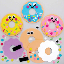 FE406 Donut Mix & Match Magnet Kits - Pack of 8, Kids' Fridge Magnet Craft Kit