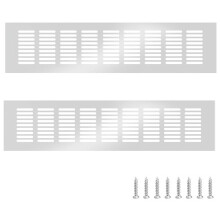 2 Pcs Silver 80mm x 400mm Aluminum Alloy Kitchen Air Vent Grille Cover Cupboard Vents Fridge Vent Louvred Wall Vents Grille with Screw (Silver or