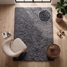 (Grey, 200 x 290 cm) Shaggy Non Slip Rugs Bedroom Living Room Area Rugs Hallway Runner Fluffy Carpets Bath Door Mats