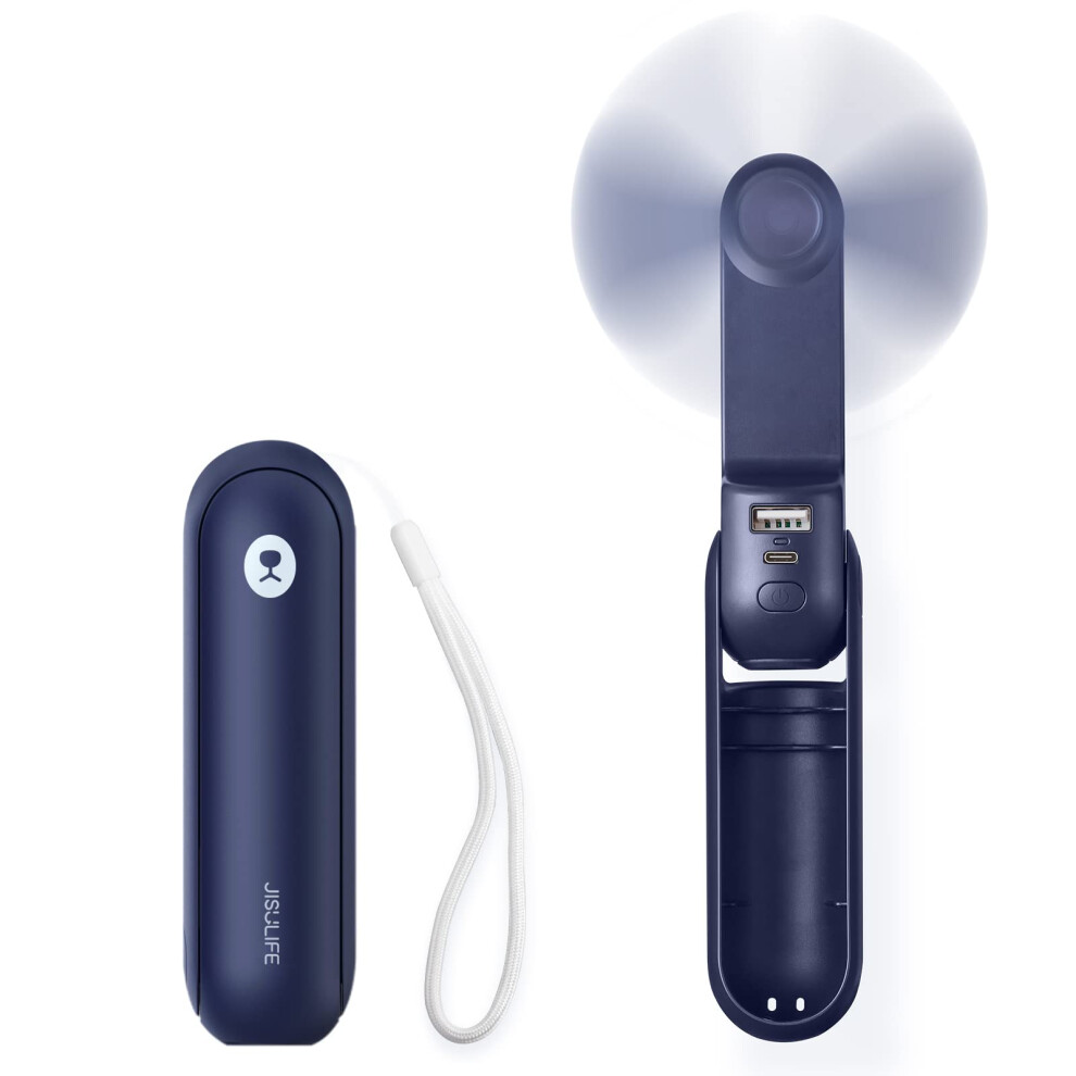 Portable Handheld Fan, Mini 3 In 1 With Rechargeable Battery, Personal Pocket Fan For Travel, Outdoor, Usb Power Bank, Flashlight, Essential Ideal 779283470373